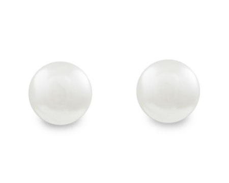 Bright White Pearl Stud Earrings on Silver (8mm/10mm) 